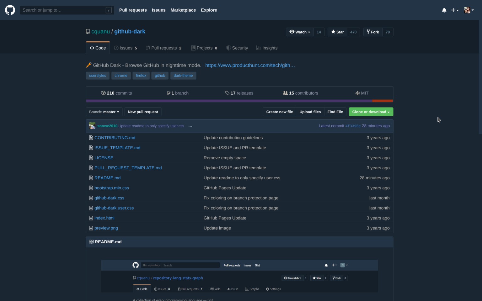 Github Dark 2019