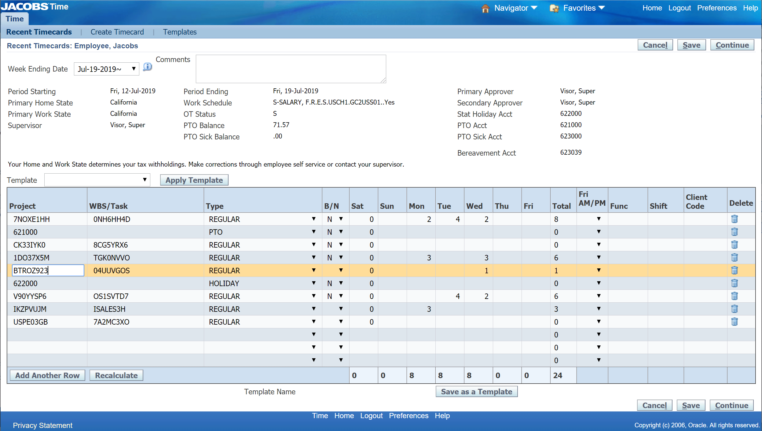 Jacobs ETS Timecard