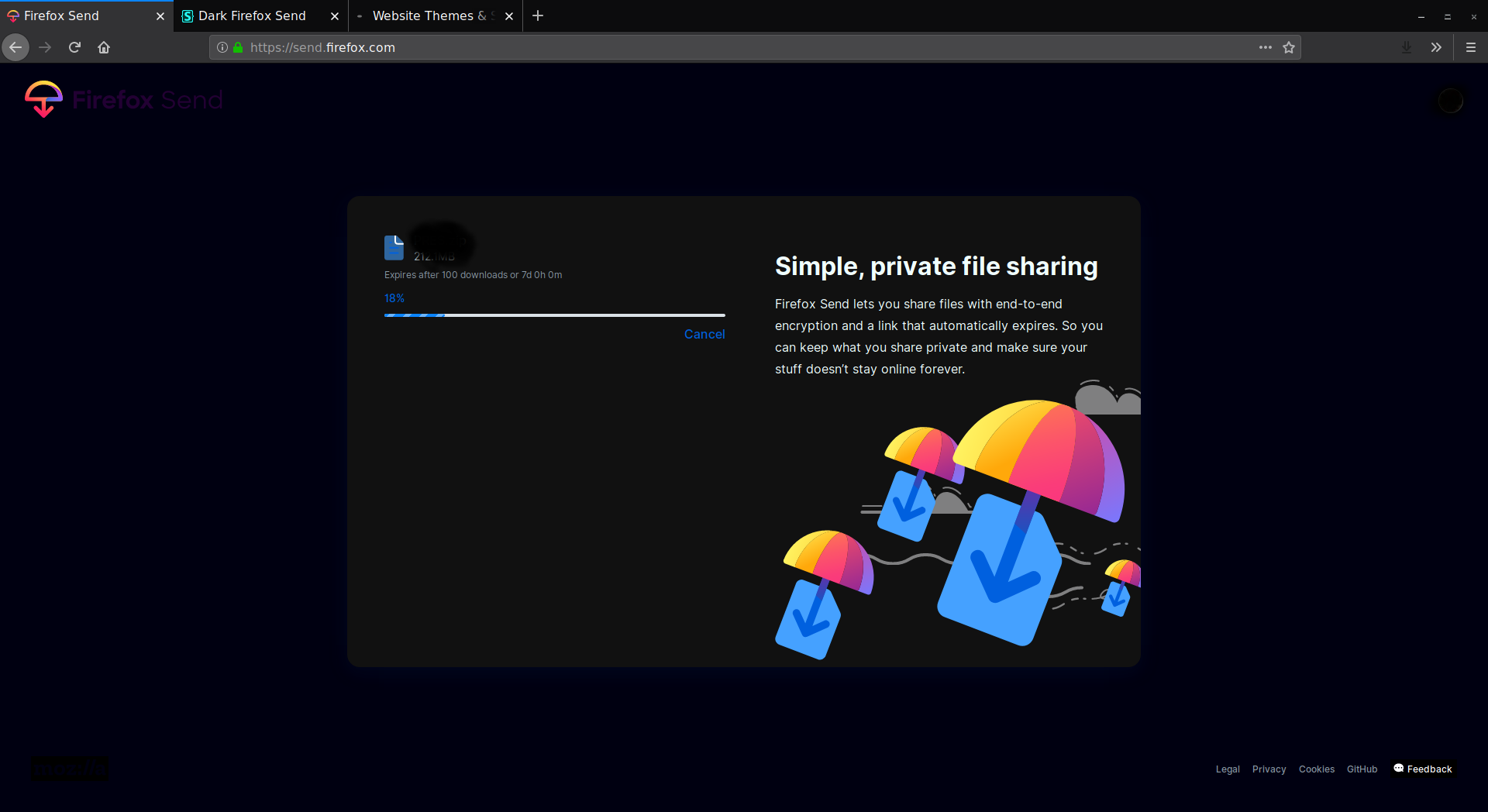 Dark Firefox Send