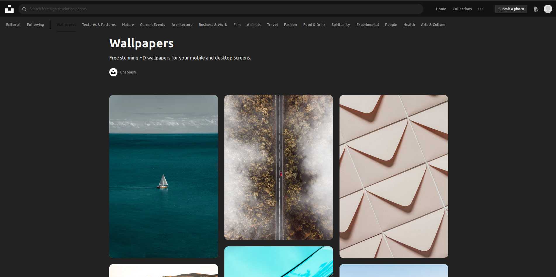 Clean Dark Unsplash