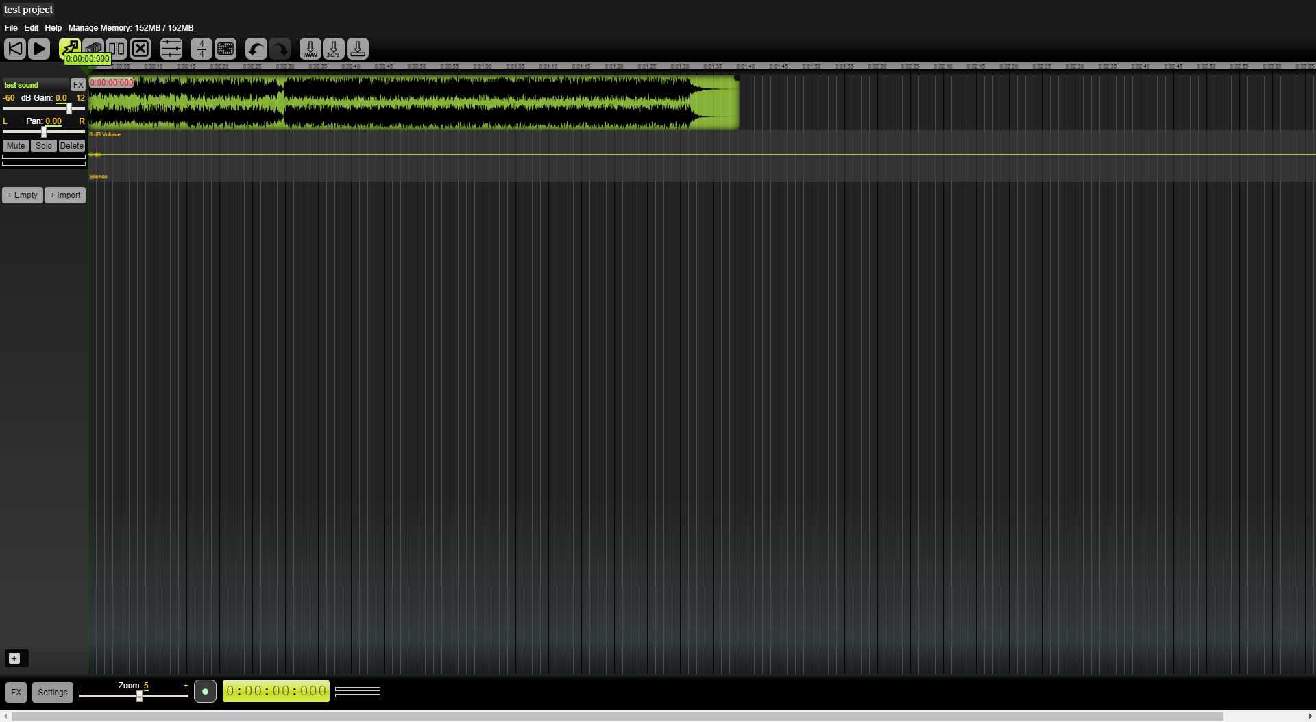 Beautiful Audio Editor Dark theme