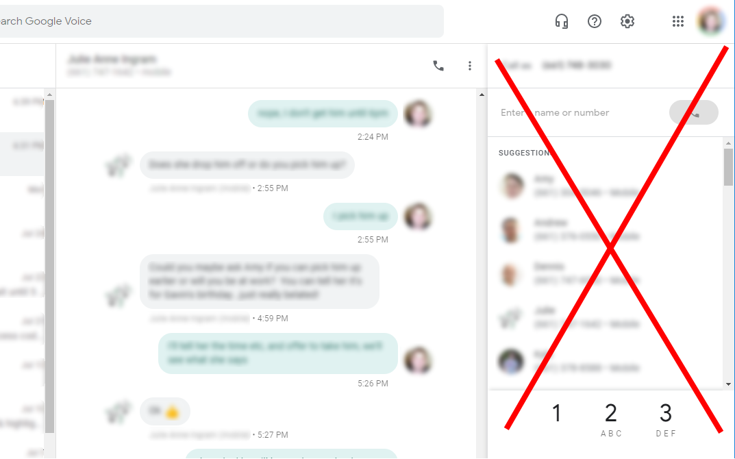 Google Voice - No Call Panel