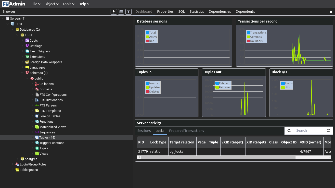 pgAdmin4 Dark variation theme