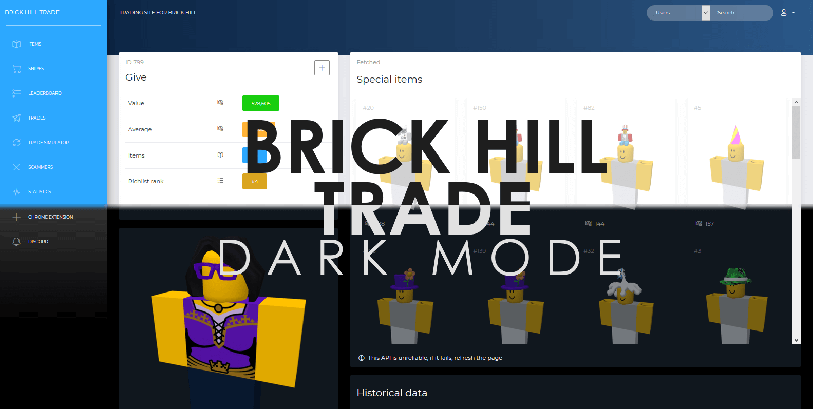 Brick Hill Trade Dark Mode