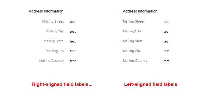 Left-align Zoho CRM field labels