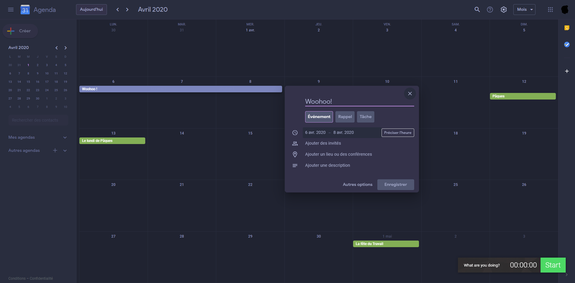 Material Dark Google Calendar