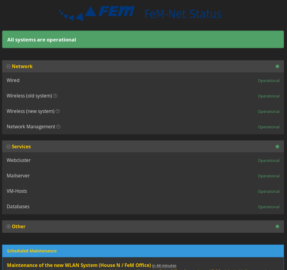 FeM-Net Status Dark