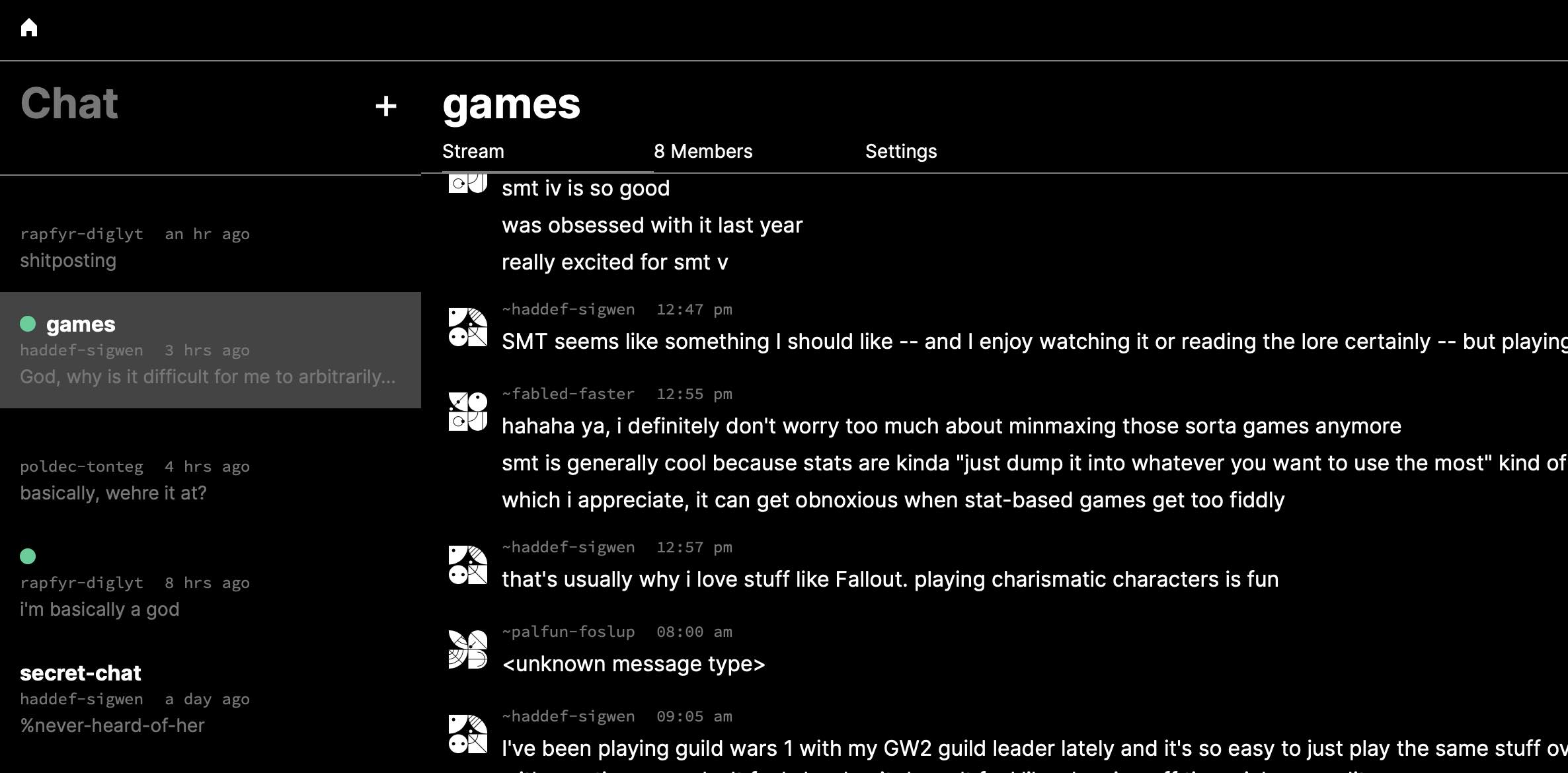Urbit - Landscape Chat (Night Mode)