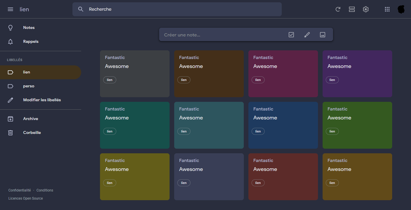Material Dark Google Keep
