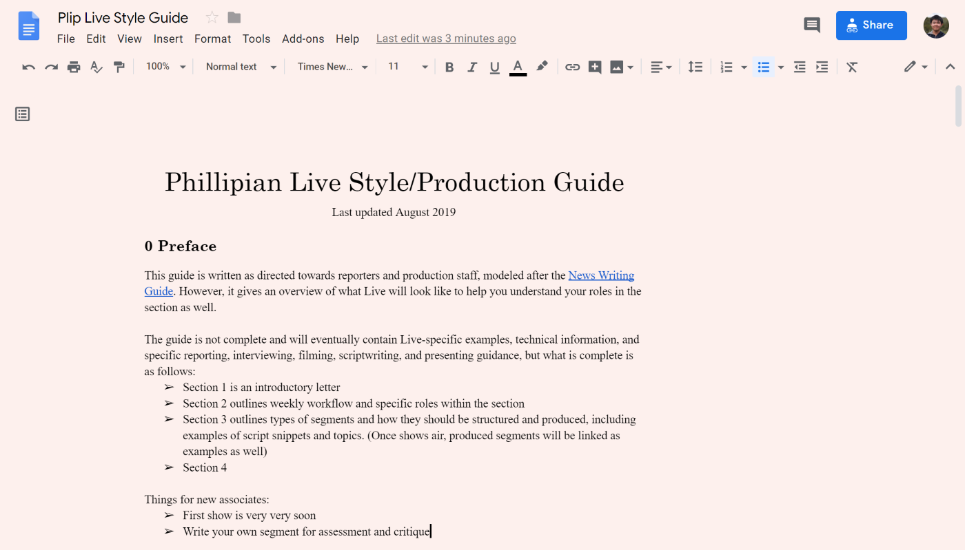 Google Docs Pink Focus