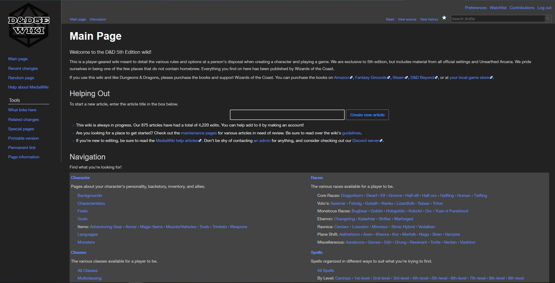 dnd5e Wiki - Dark Style