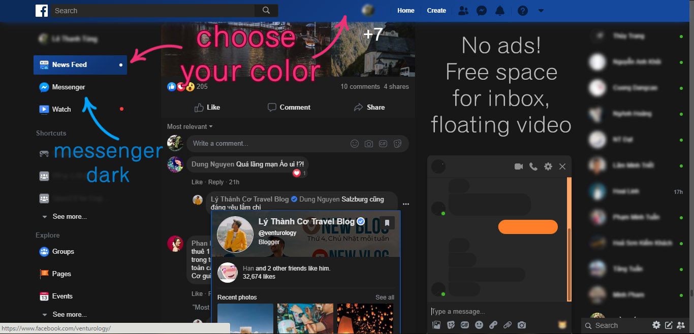 Facebook Dark Material Customized Gradient Colors