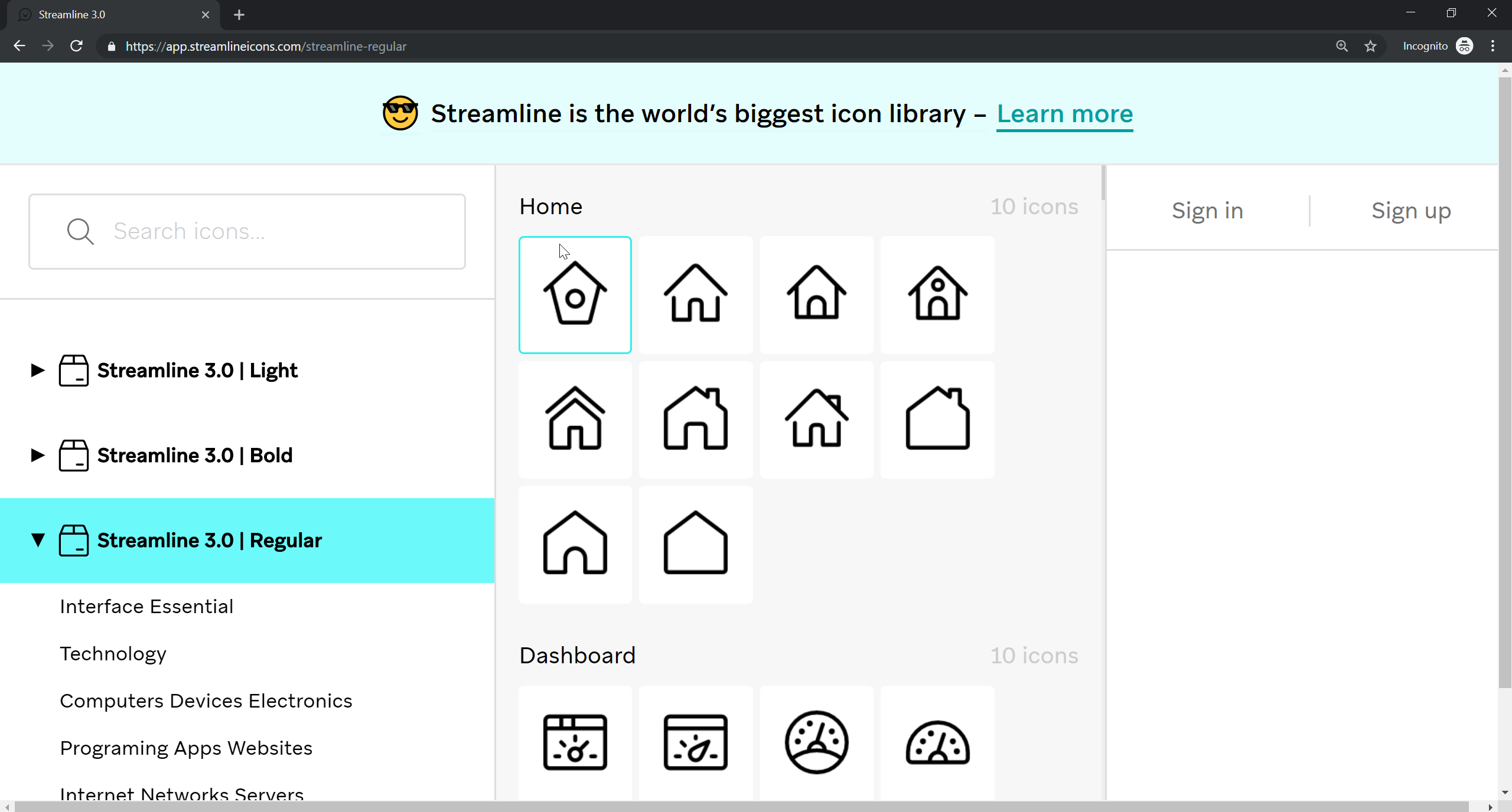 Remove header from app.streamlineicons.com