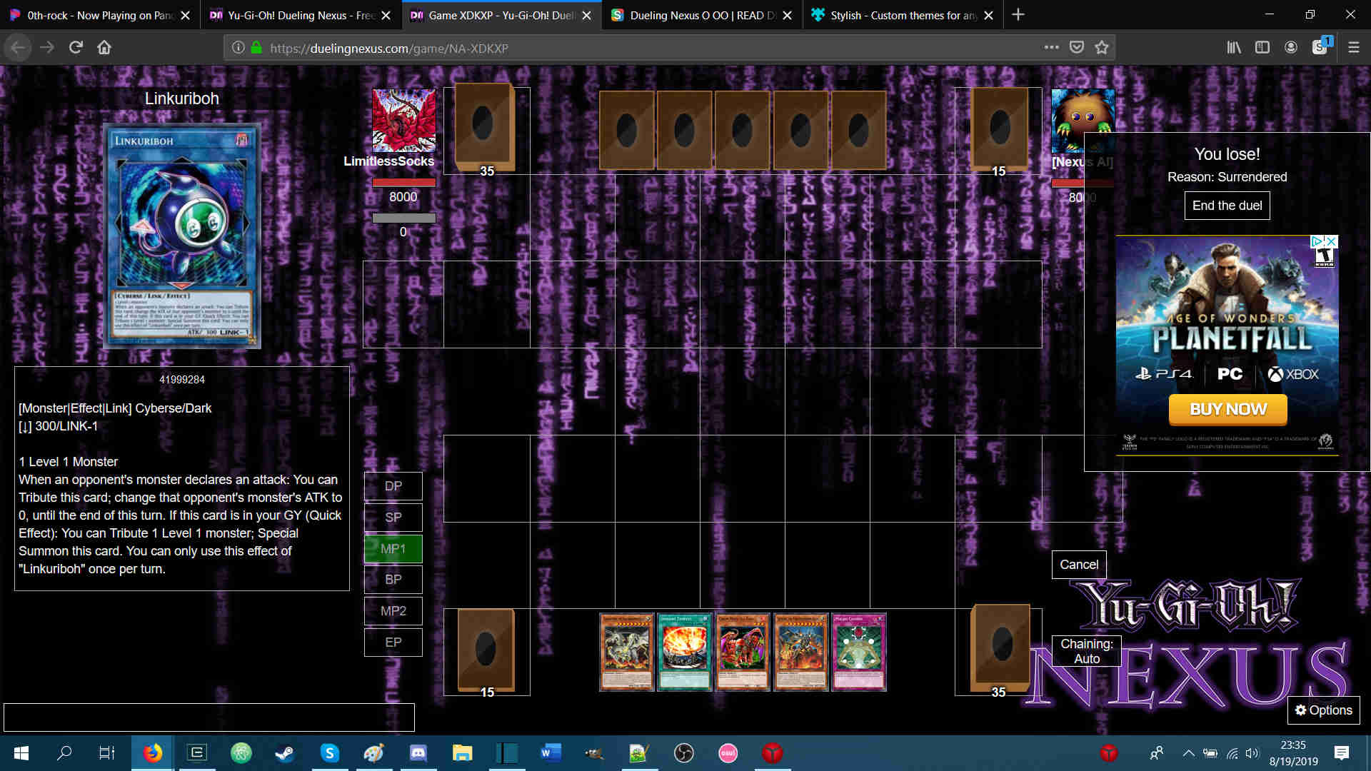 DuelingNexus Game End Window Fix