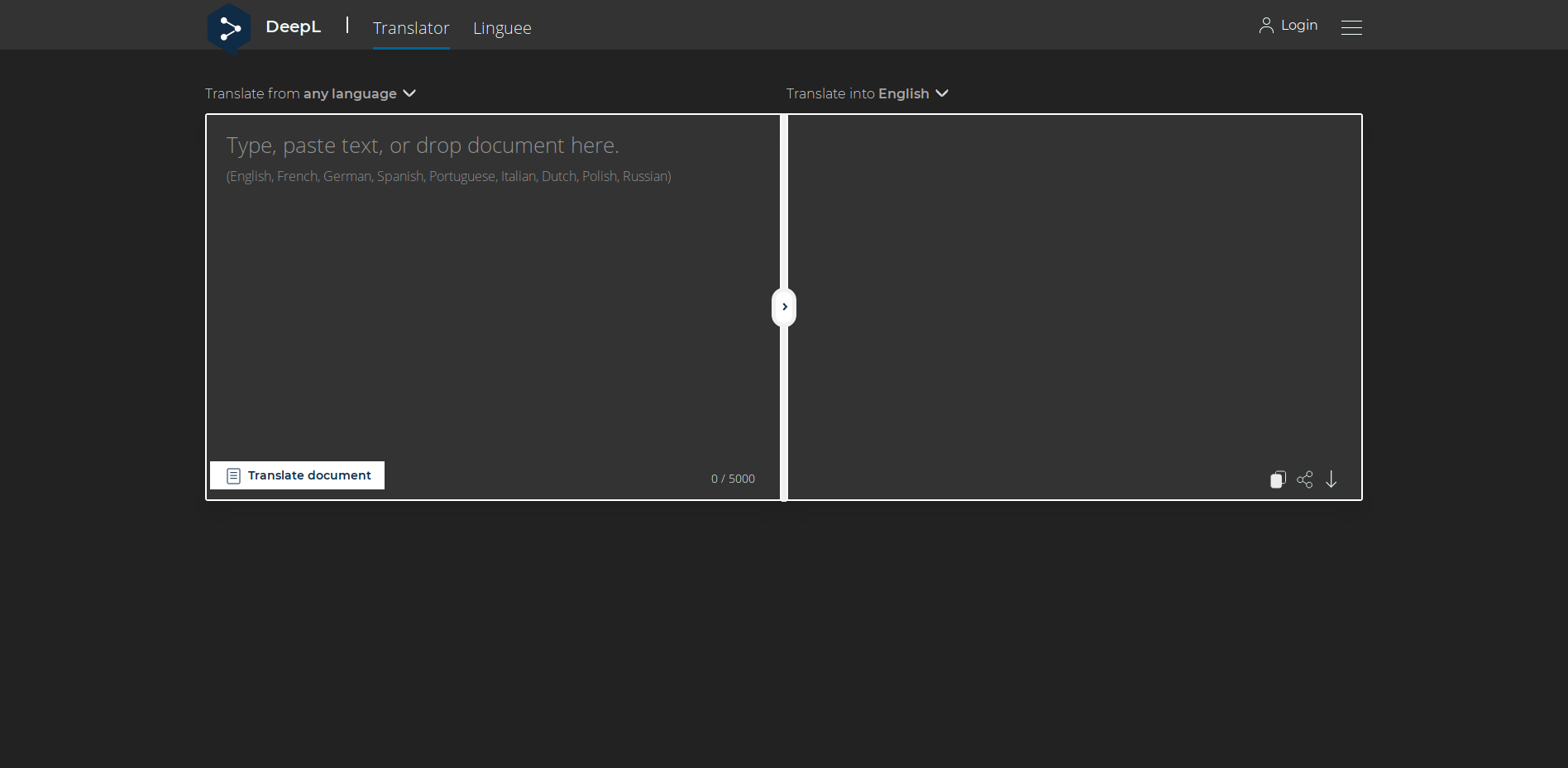 DeepL Translator Dark