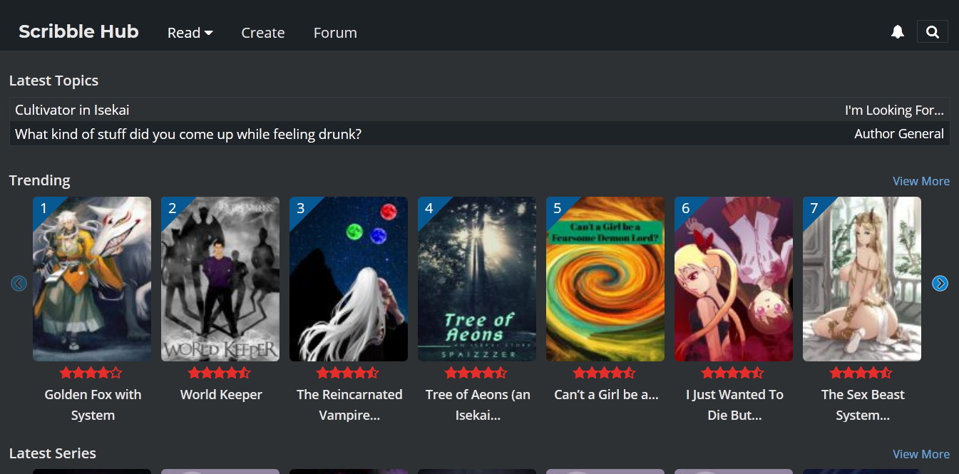 Scribblehub Consistent Darkmode