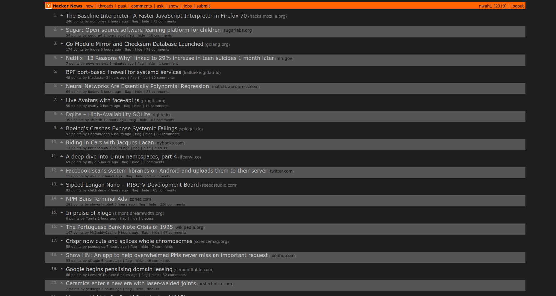 Dark HN improved