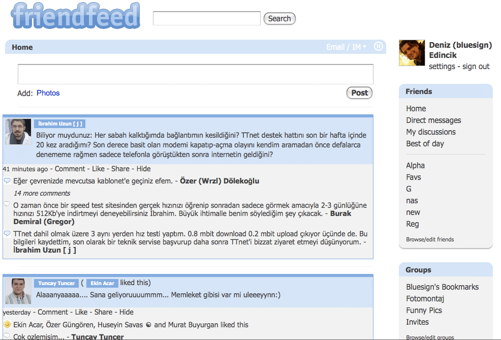 Friendfeed - Bluesign Edition