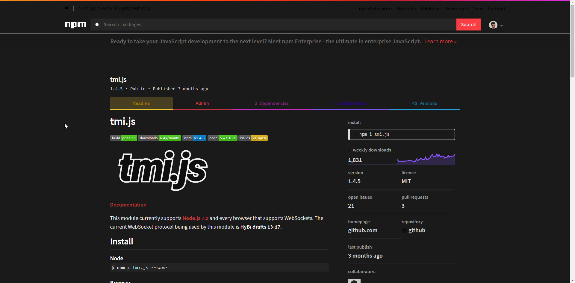Alca's NPM Dark Theme