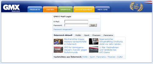 GMX - Login:Login, News and Header only