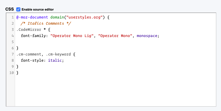 UserStyles - Operator Mono