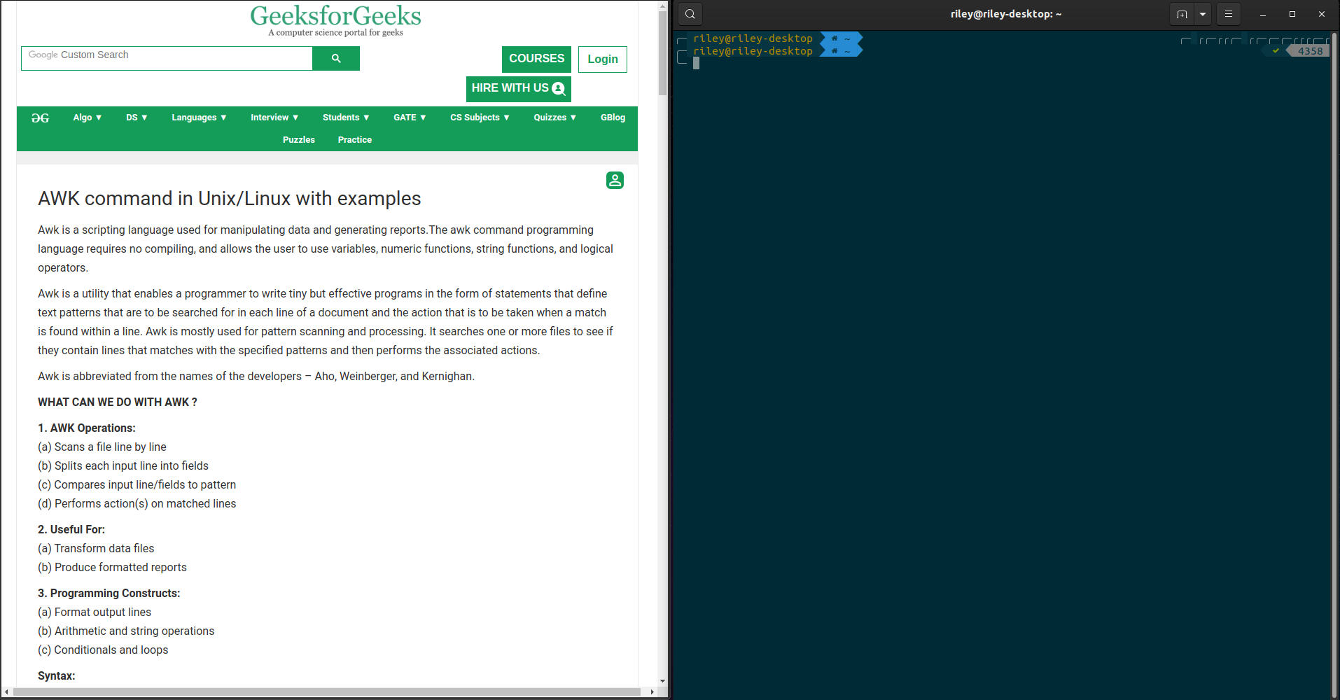 Geeks for Geeks - Split Screen