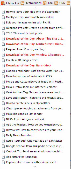 Live bookmarks - highlight certain items