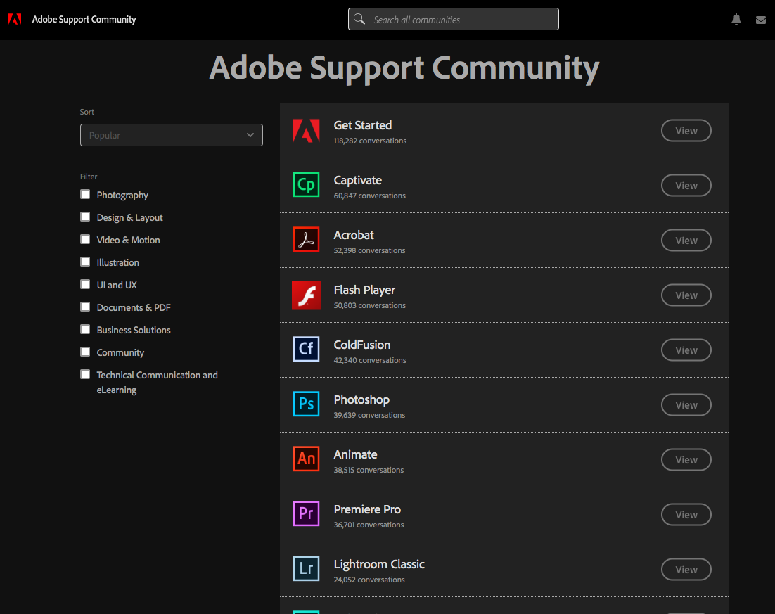 Adobe Support Community - Dark mode