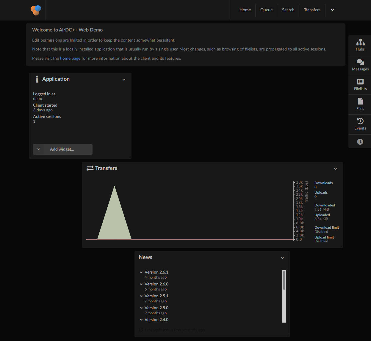 Dark AirDC++ Web Client