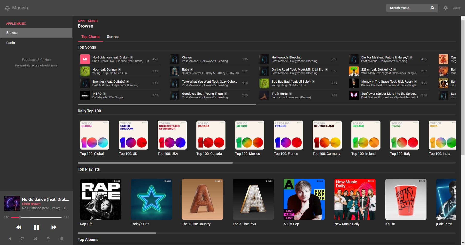Musi.sh Dark Theme