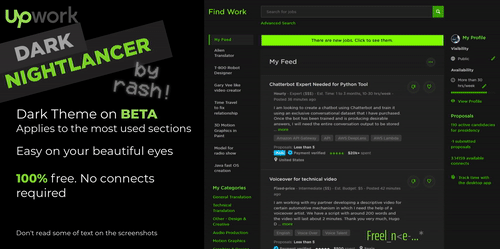 Upwork :: Dark Nightlancer :: Dark Theme [BETA]