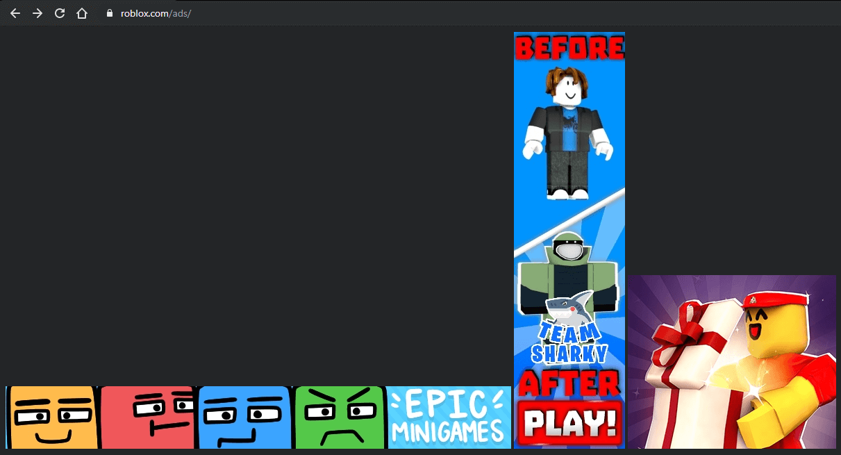 Roblox ads dark theme