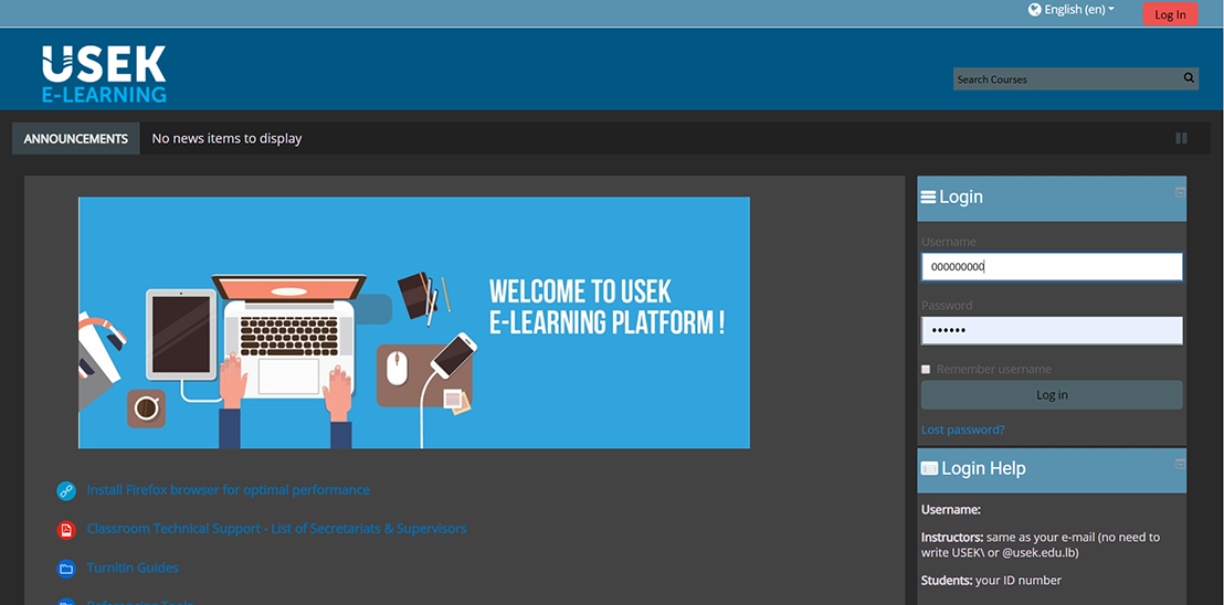 Usek e-learning dark