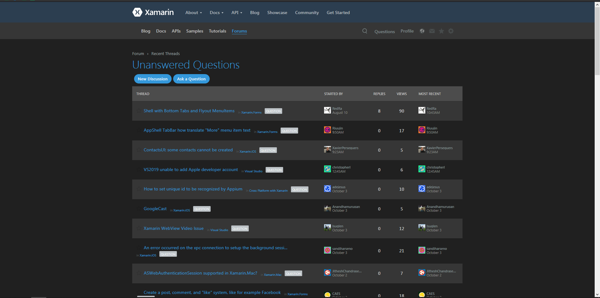 Xamarin Forums Dark by rozman