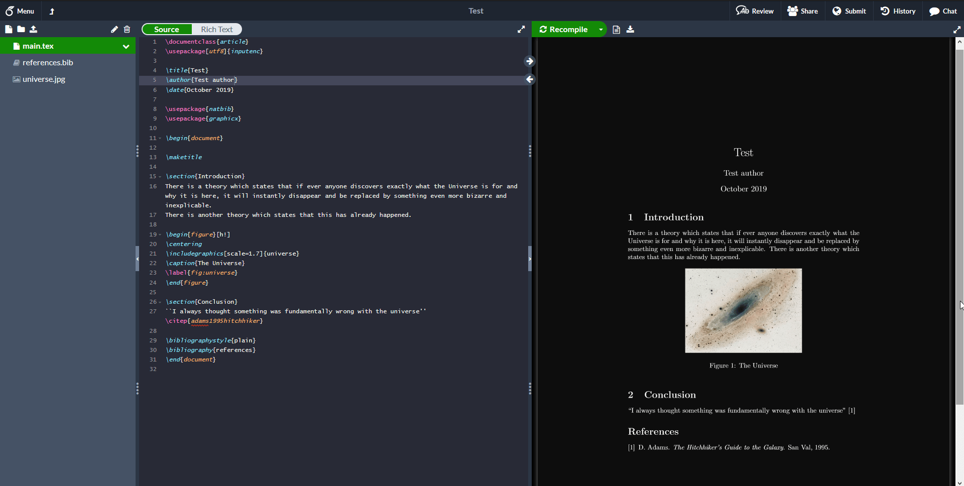 Overleaf - Dark pdf viewer and UI