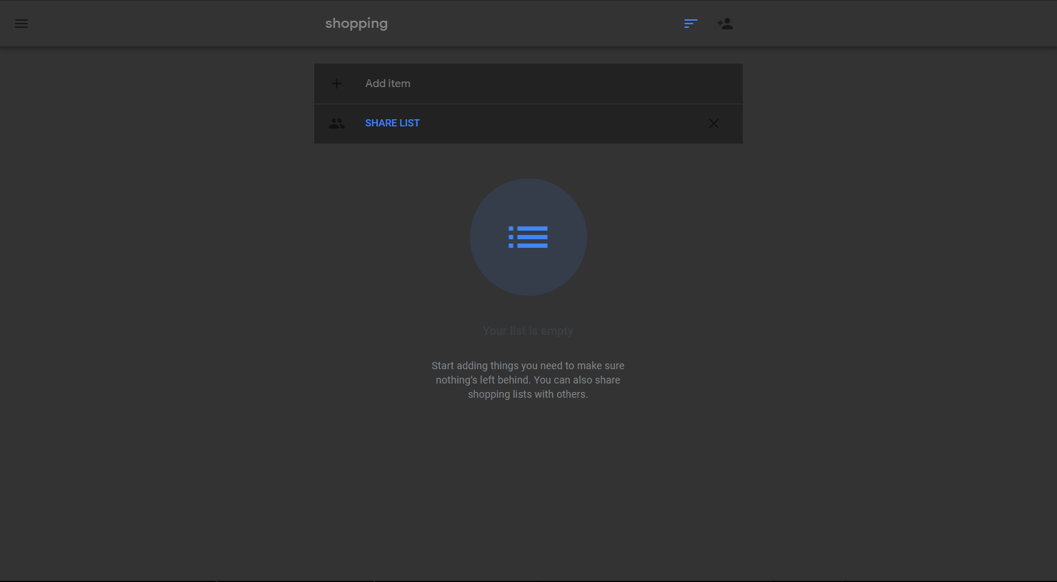 Black Google Shoppinglist (Beta)