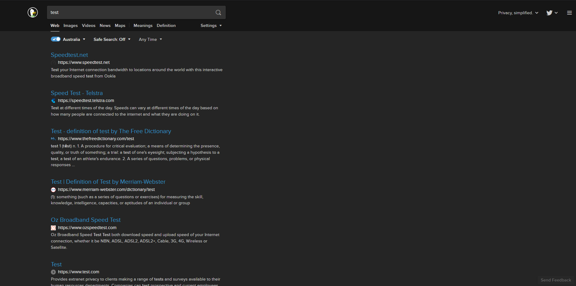 DuckDuckGo Blue Dark