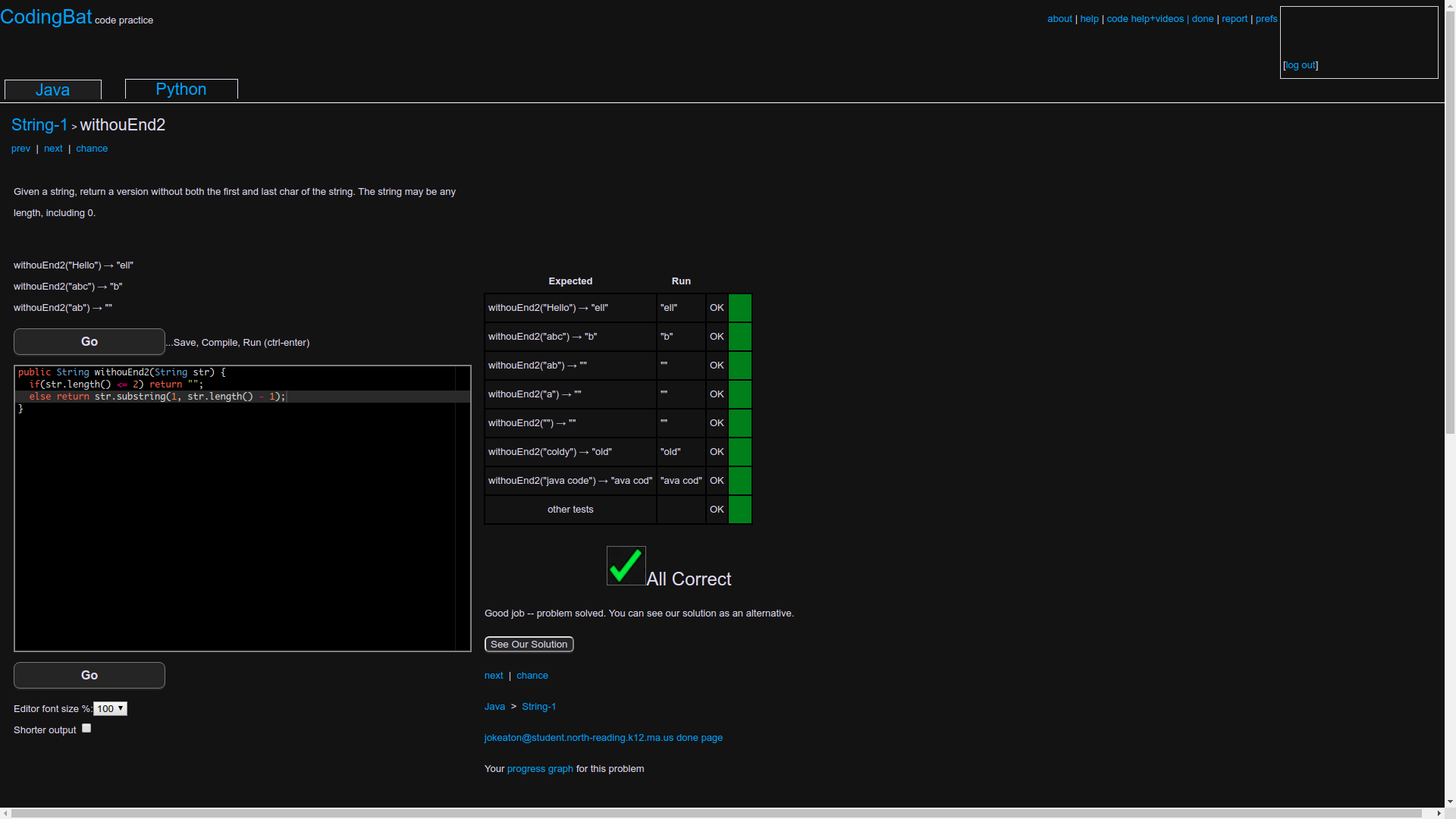 Codingbat Dark Mode
