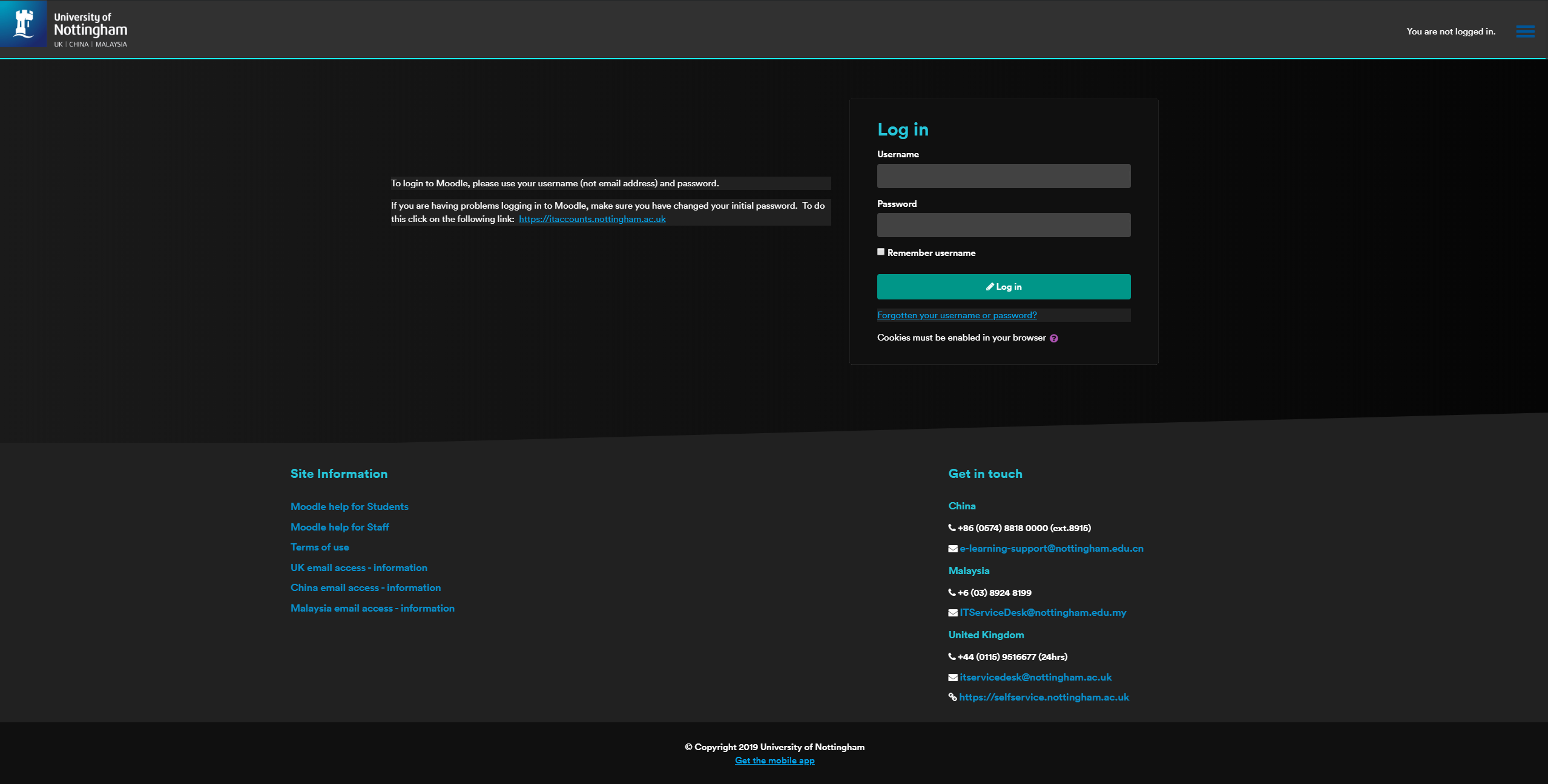 Nottingham Moodle - Dark