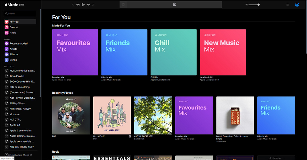 Apple Music Beta Dark Theme