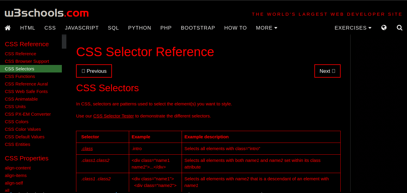 w3schools black&red
