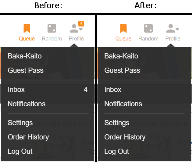 Crunchyroll - Remove inbox notification