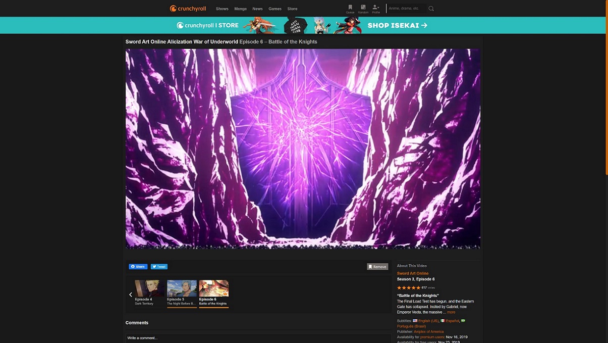 Crunchyroll Large video player
