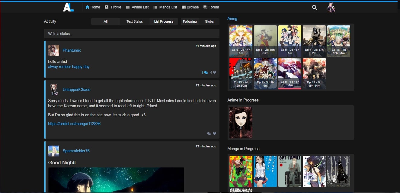 Semi-updated - New UI Anilist 2020 (DARK)