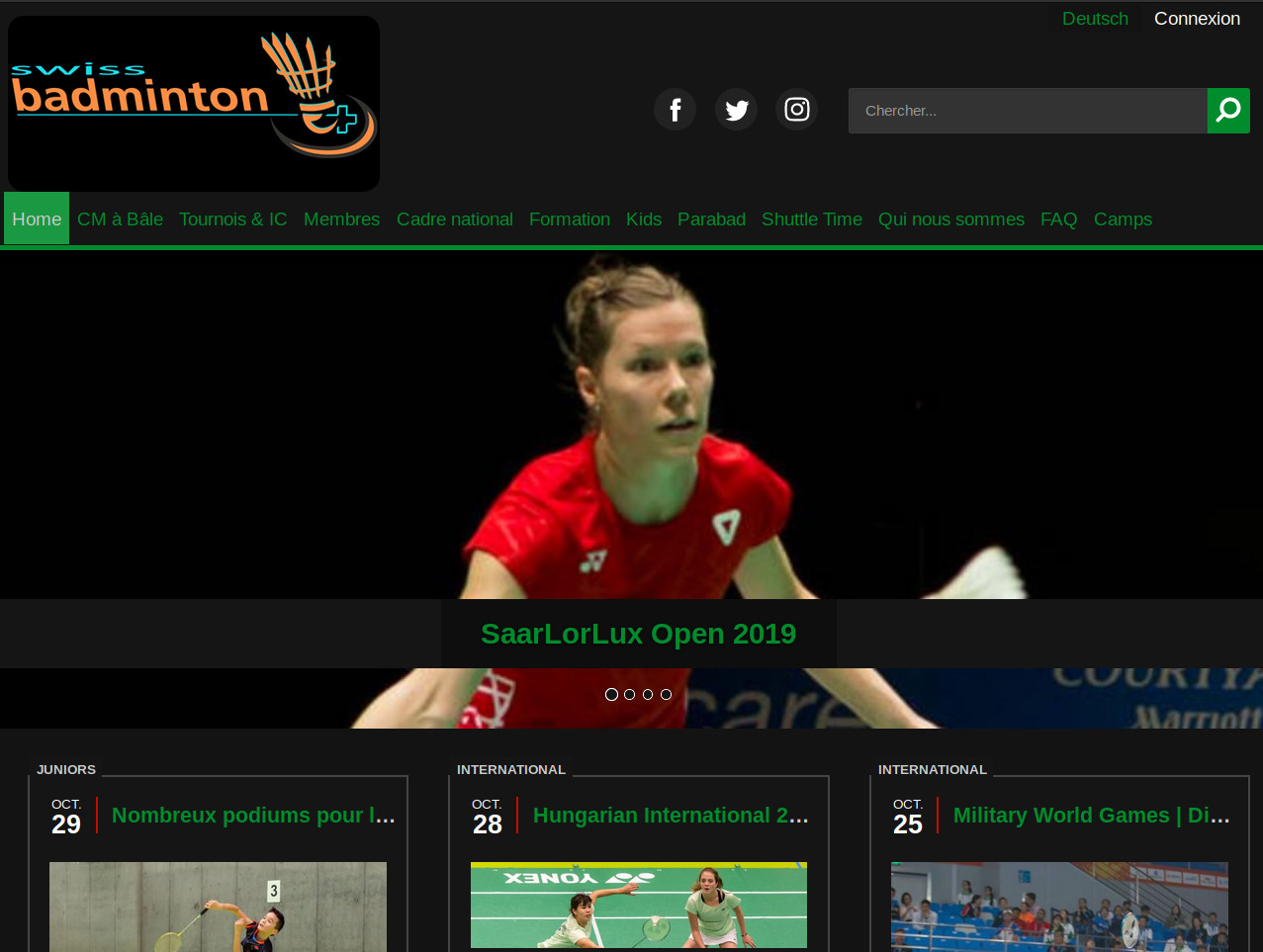 Swiss Badminton Dark Theme