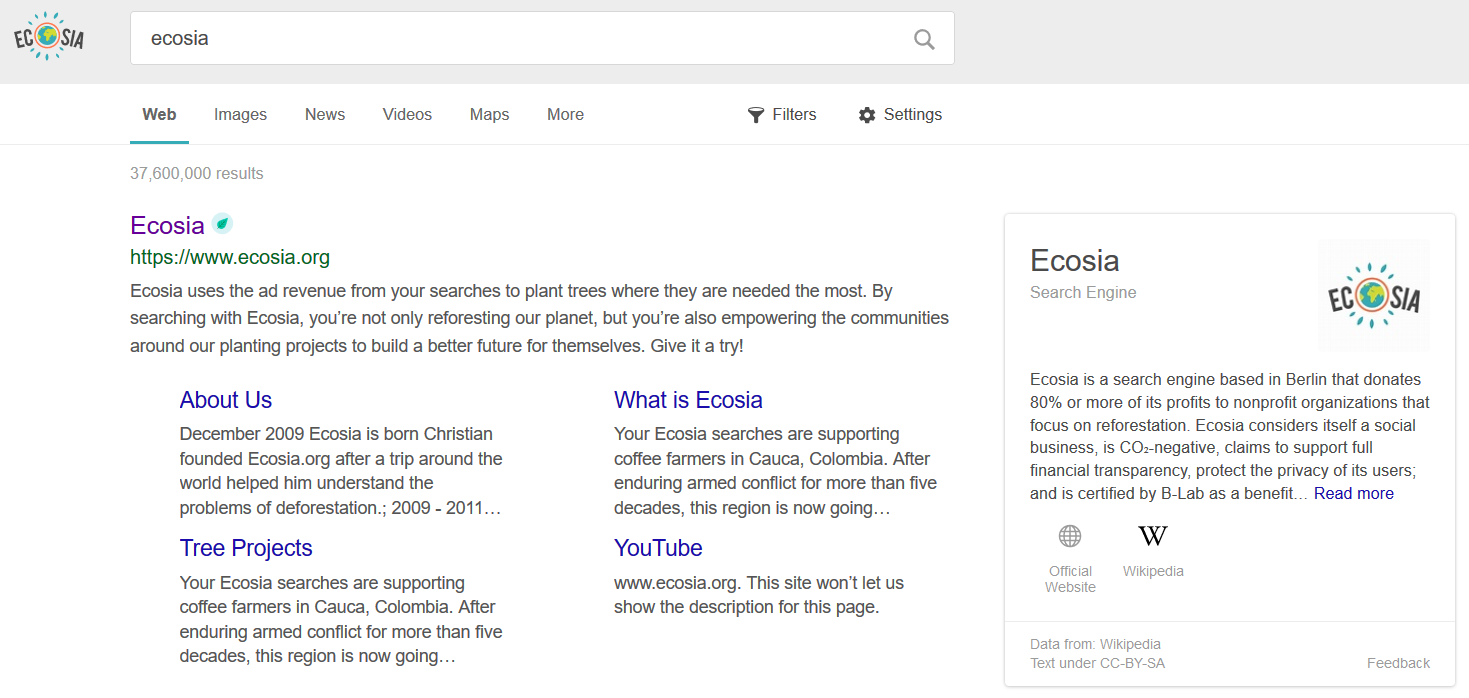 Ecosia - Google style 2019 (No ads!) Theme