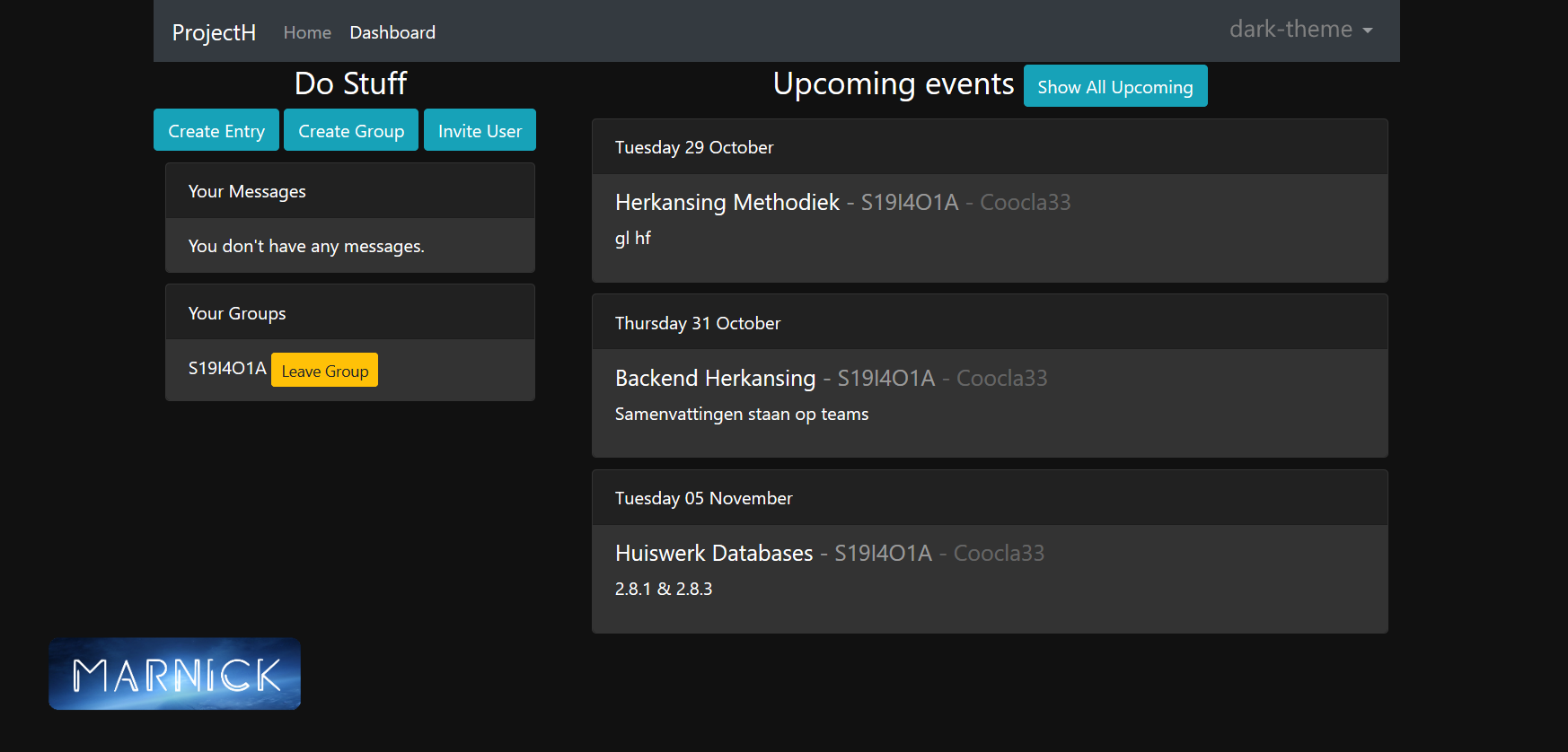 Dark theme voor Project H van Misha