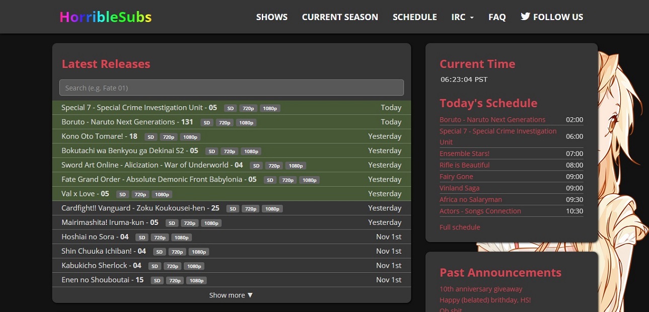 HorribleSubs Dark Theme