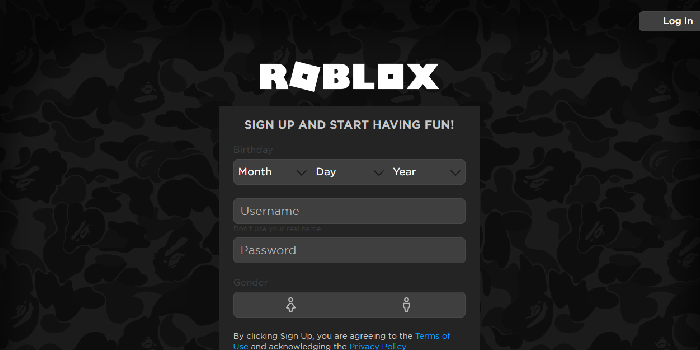 Roblox custom background for signup and login page