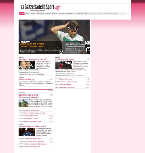 gazzetta.it nuova versione (giugno 2010)